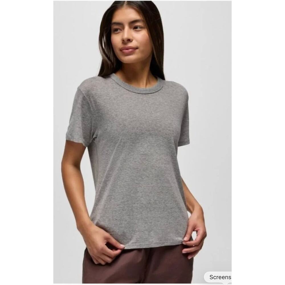 Prana Women's Gray Cozy Up Hemp Blend Breathable T-shirt, XL